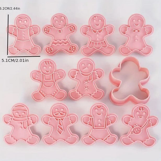Gingerbread Man Cookie Cutter & Stamps 10 Pc Set