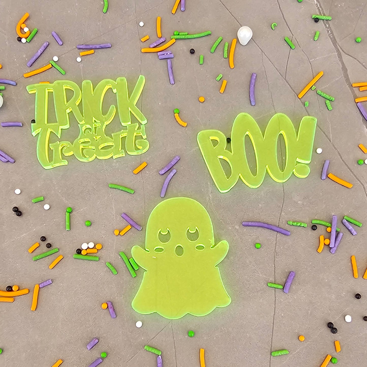 Neon Halloween Cupcake Topper/Cake Charms Set 3 Pc