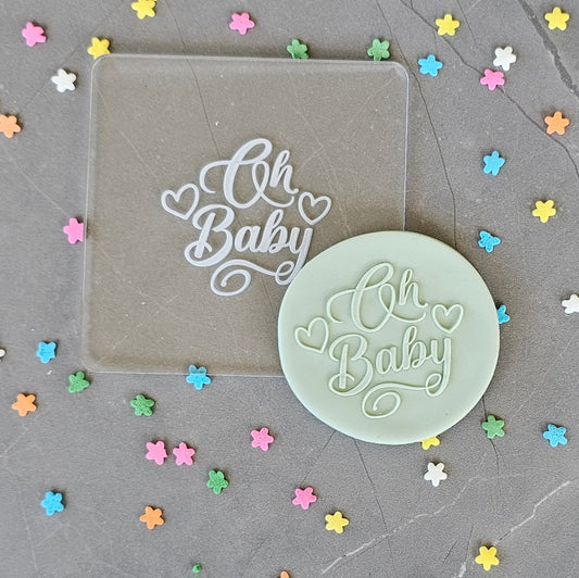 'Oh Baby' with Hearts Fondant Embosser