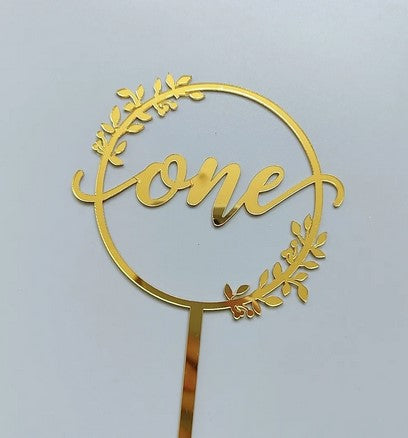 'One' Gold Acrylic Cake Topper