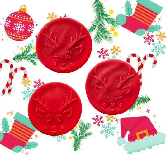 Cute Reindeer Faces Fondant Embosser Set 3 Piece