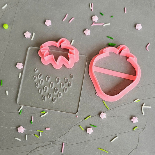 Strawberry Cookie Cutter & Debosser Set