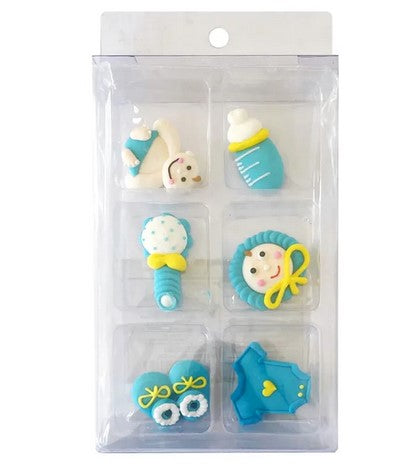 Baby Blue Sugar Decorations 6 Piece Pack