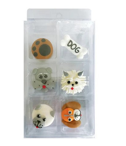 Dogs Sugar Decorations 6 Piece Pack