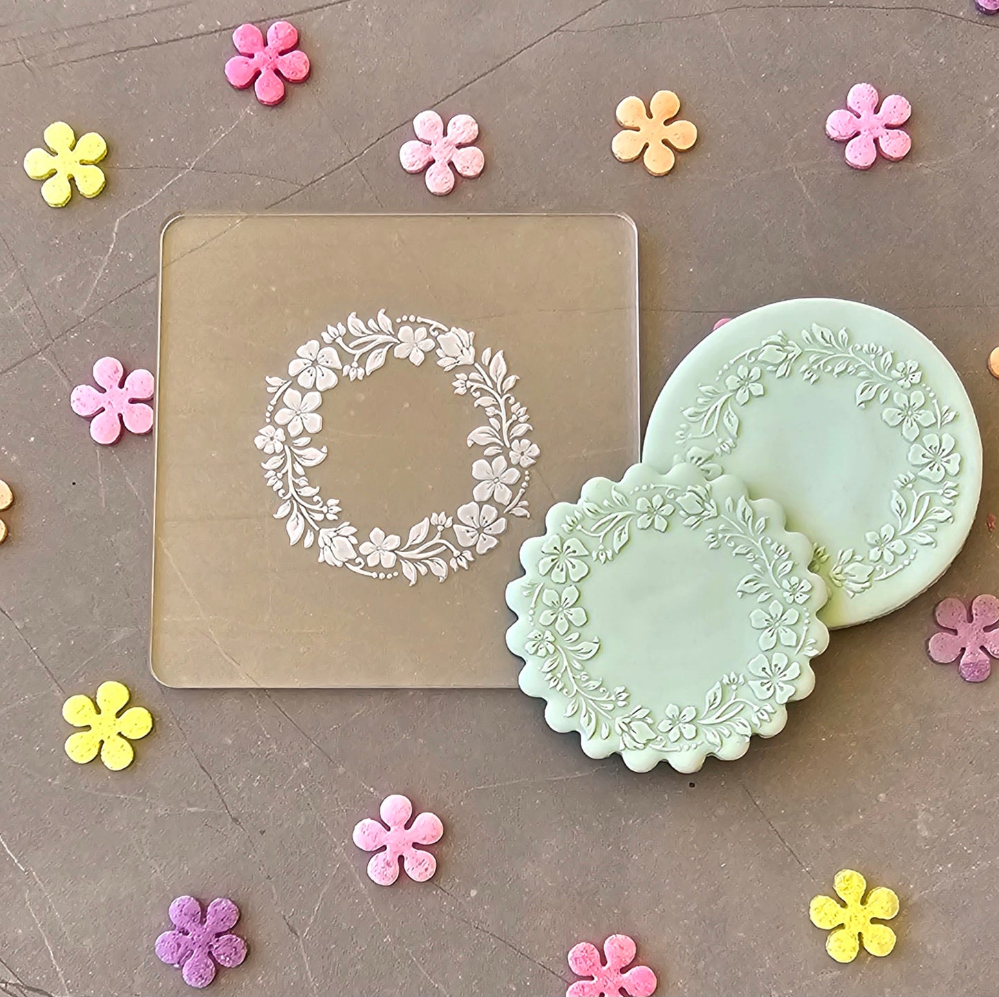 Floral Wreath Fondant Embosser
