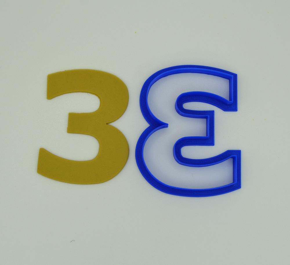 Number 3 Cookie Cutter 8cm Tall-Cookie Cutter Shop Australia