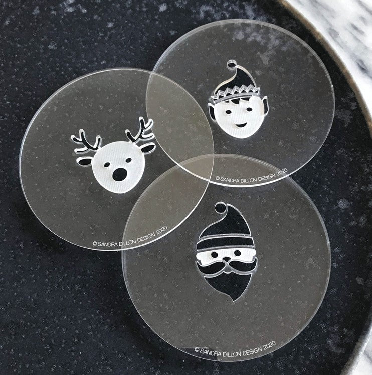 Christmas Debosser Set Santa and His Cute Helpers 3 Pieces | Cookie Cutter Shop Australia