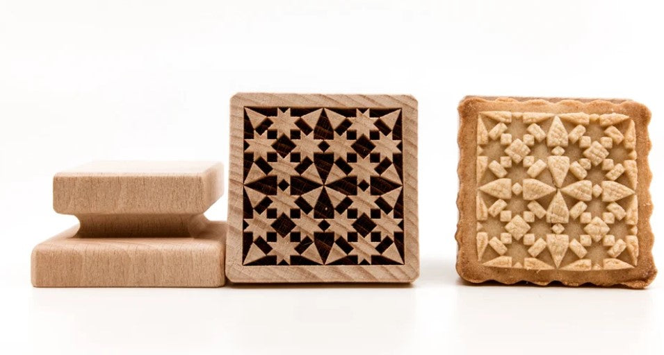 Tile Pattern Wooden Cookie Stamp