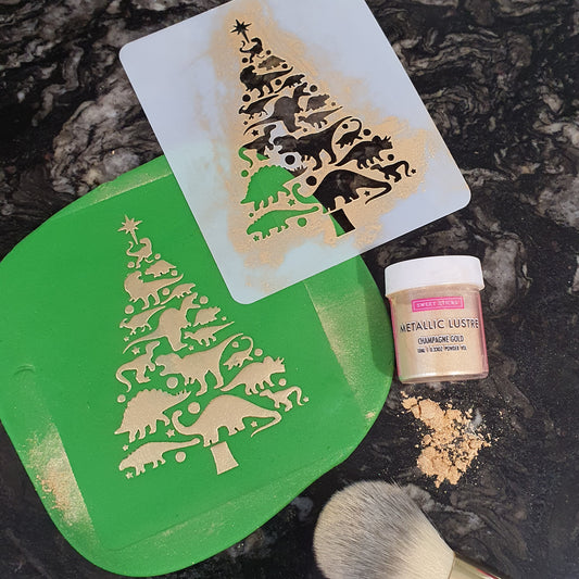 Dinosaur Christmas Tree Cookie Cutter & Stencil Set