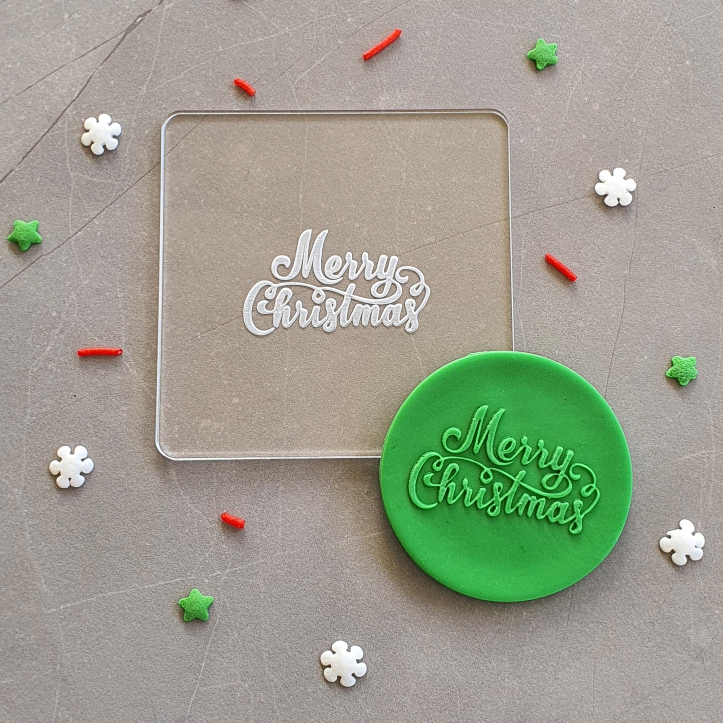Merry Christmas Script Fondant Debosser | Cookie Cutter Shop Australia