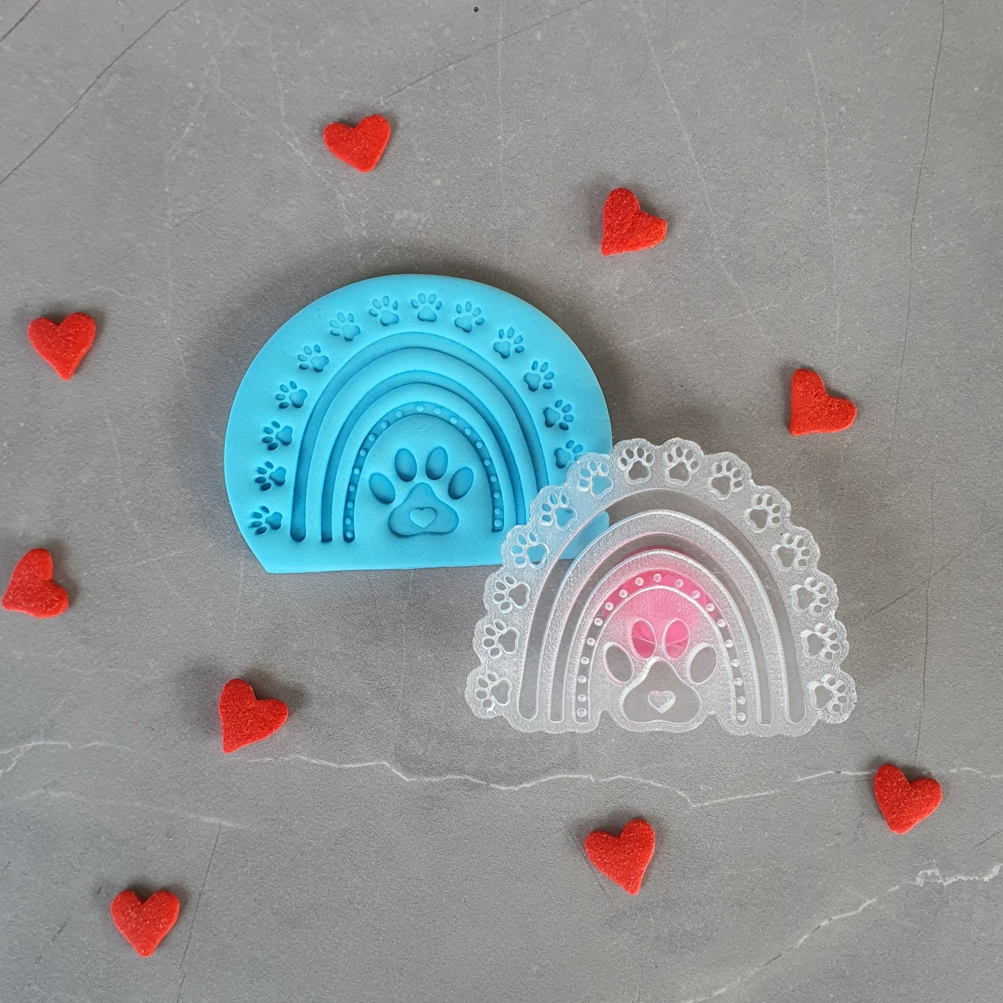 Paw Print & Rainbow Acrylic Embosser