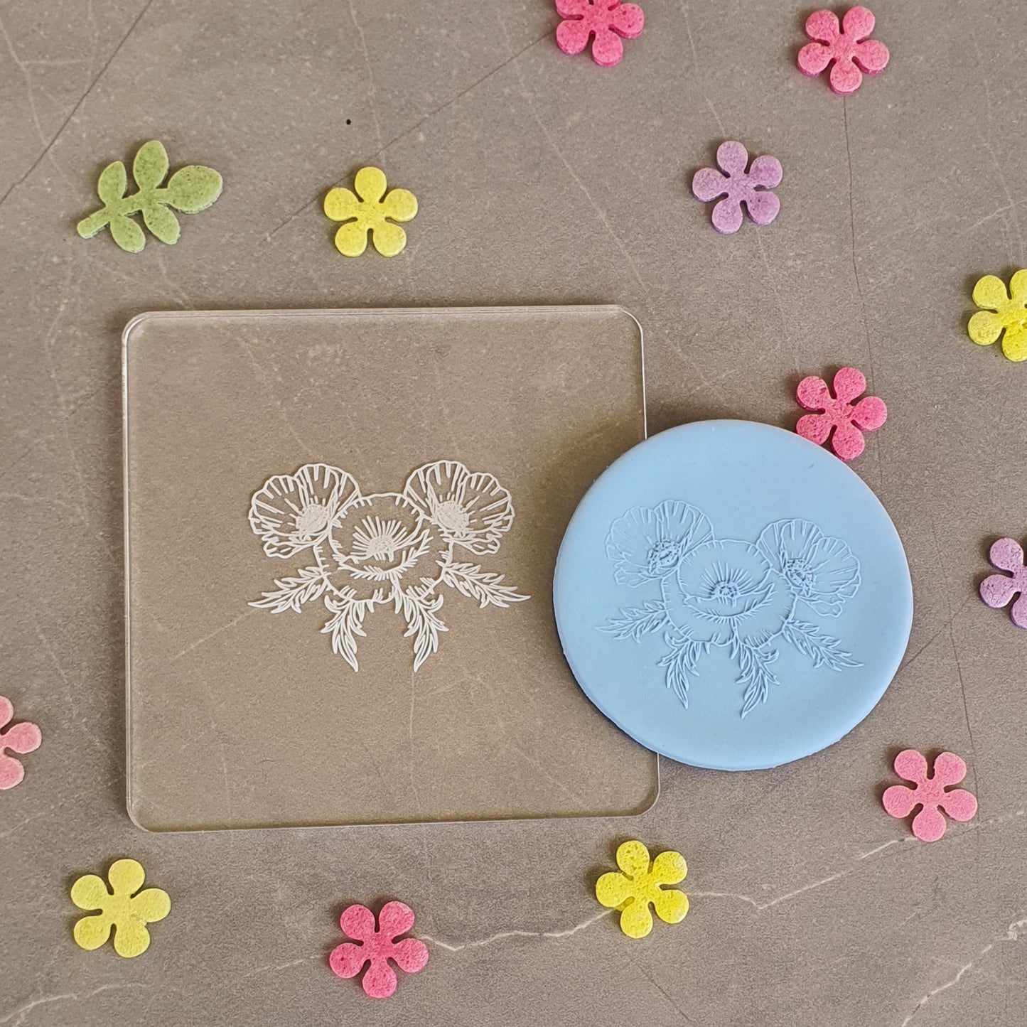 Poppy Flowers Fondant Debosser | Cookie Cutter shop Australia