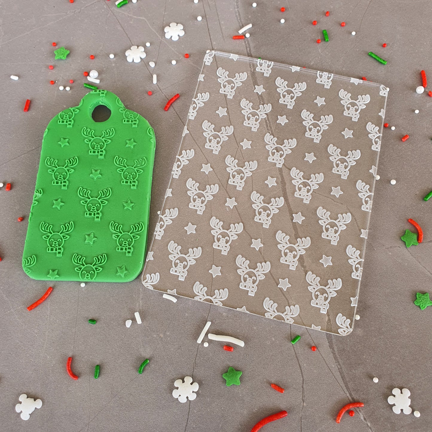 Christmas Background Fondant Debosser 'Reindeer & Stars' | Cookie Cutter Shop Australia