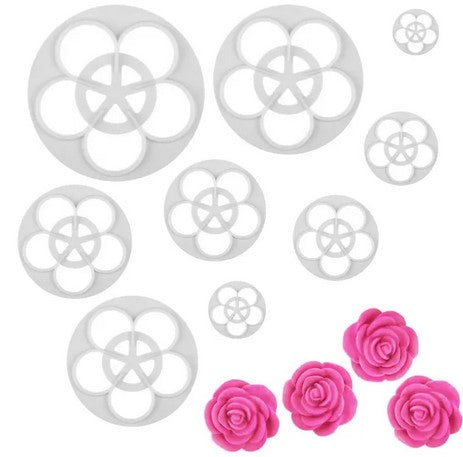 Fondant Rose Cutter 9 Piece Set