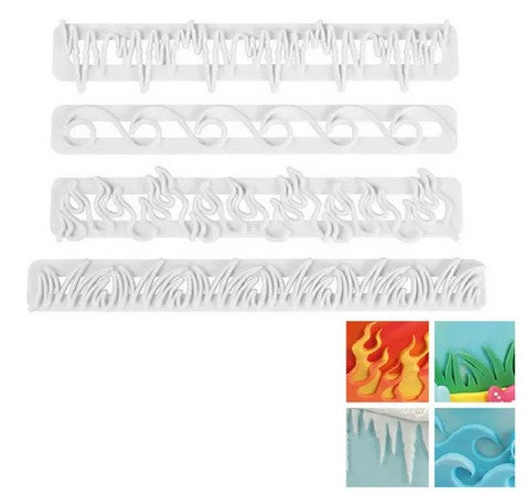 Waves Fire Ice Grass Impression Cutters