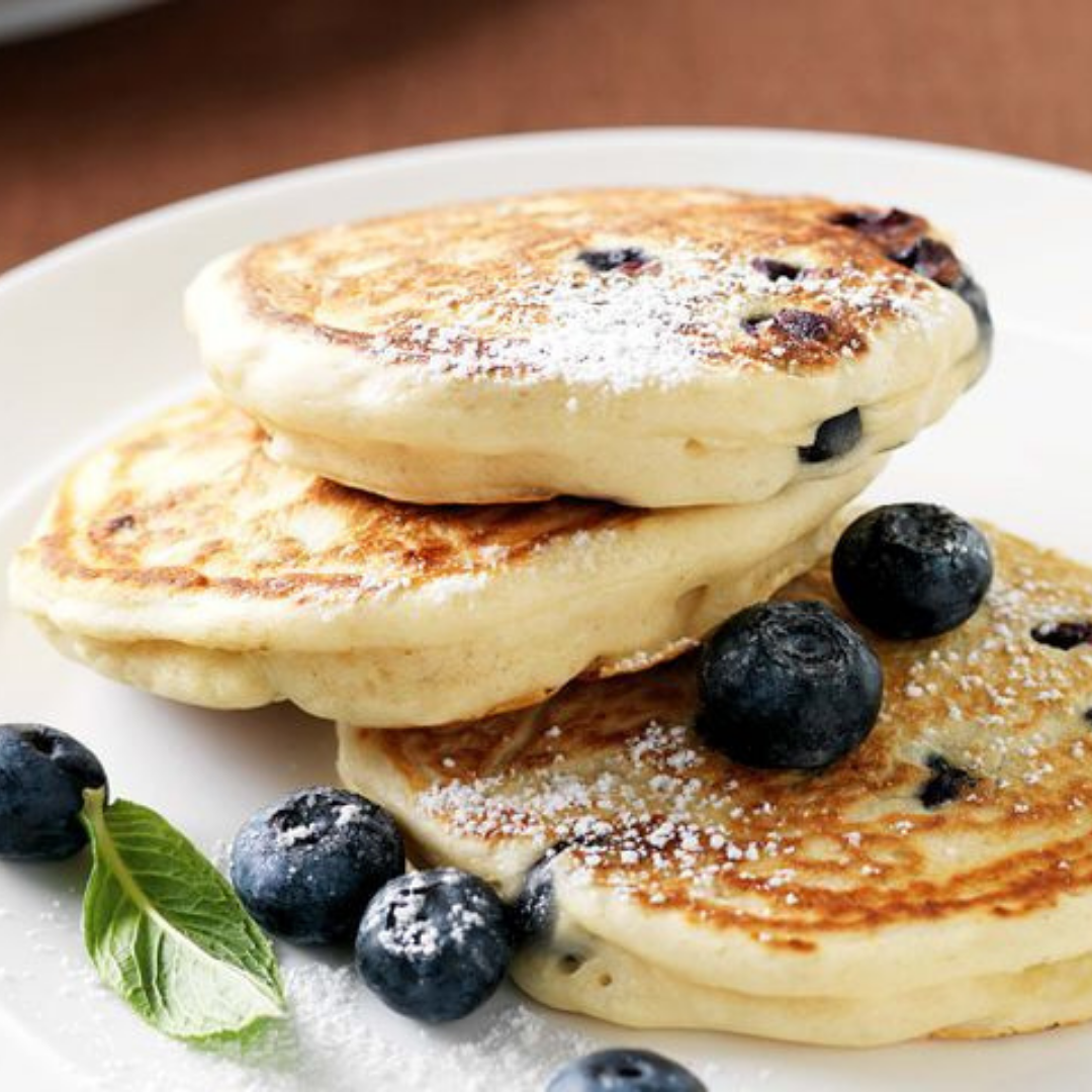 Fluffy Blueberry and Vanilla Pancakes