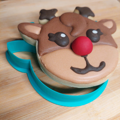 Cute Reindeer Face Cutter with Optional Fondant Cutters