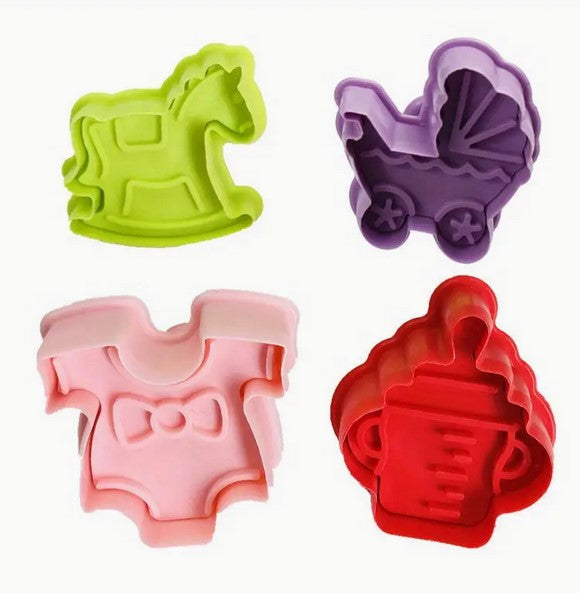 Baby Theme Cookie Cutter & Plunger Set 4 Pc