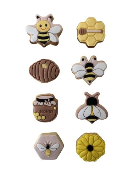 Bee & Honeycomb Cookie Cutter & Stamp Set 8 pc | Cookie Cutter Shop Australia