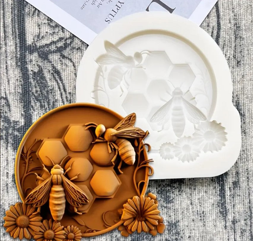 Bee, Honeycomb & Flower Silicone Fondant Mould