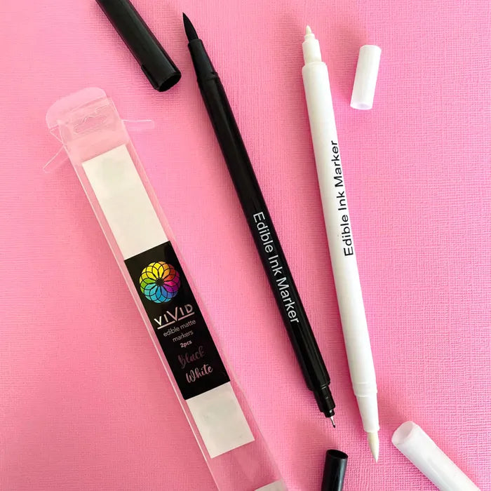 Vivid Edible Markers - Matte Black & Matte White