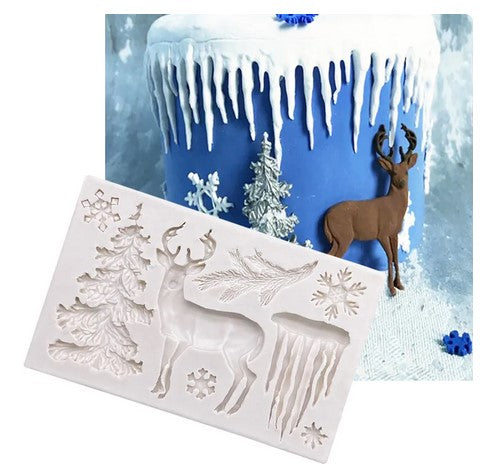 Christmas Forest Scene Fondant Silicone Mould