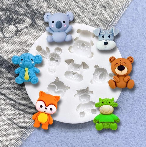 Cute Mixed Animals Fondant Silicone Mould