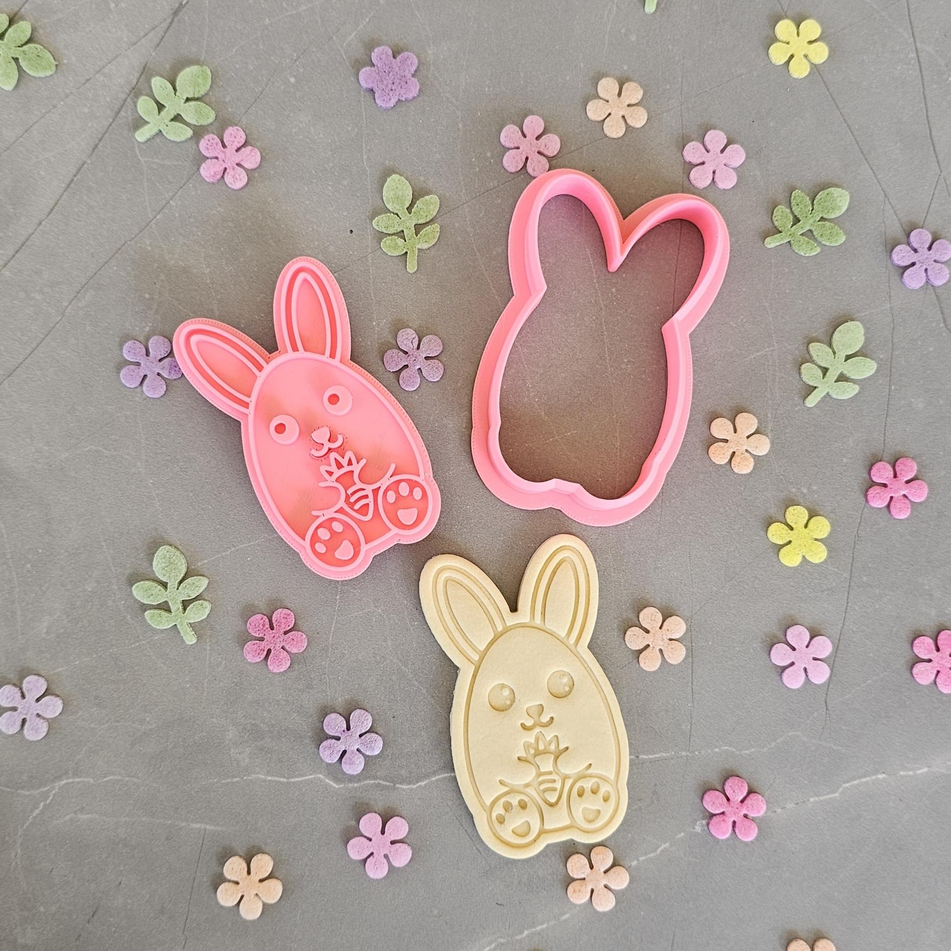 Cute Bunny with Carrot Cookie Cutter & Stamp | Cookie Cutter Shop Australia