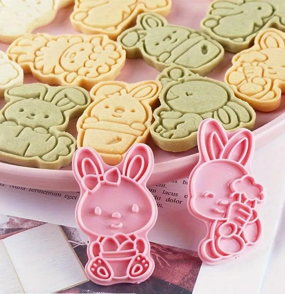 Easter Bunny Cookie Cutter & Stamp - Set of 8 Pieces - Easter Egg