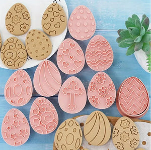 Decorative Easter Egg Cookie Cutter & Stamp Set