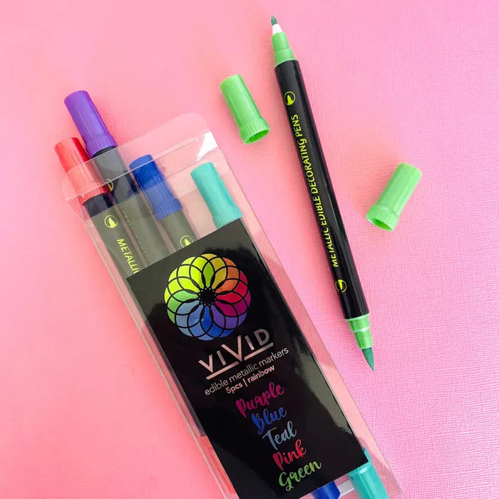 VIVID Edible Metallic Markers - Rainbow 5pk