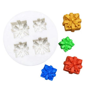Christmas Gift Boxes with Bow Fondant Silicone Mould