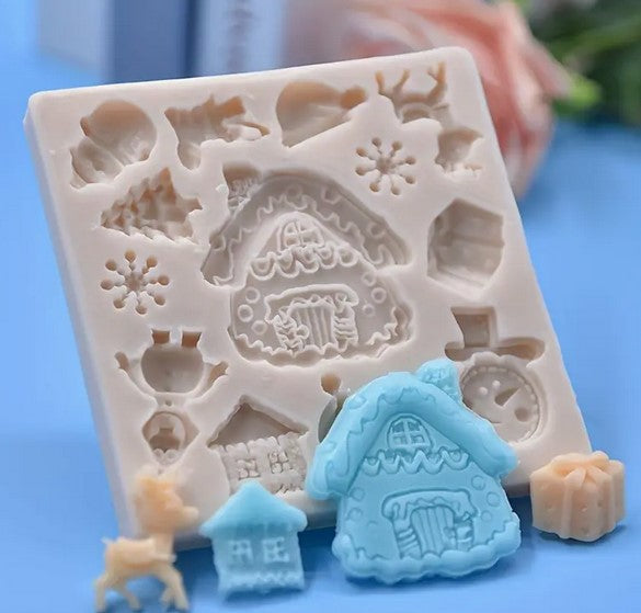 Christmas Gingerbread House & Icons Fondant Silicone Mould
