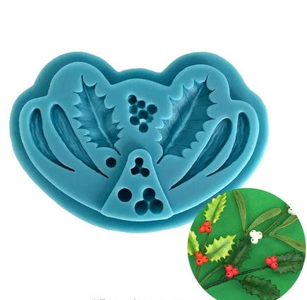 Holly & Berries Fondant Silicone Mould