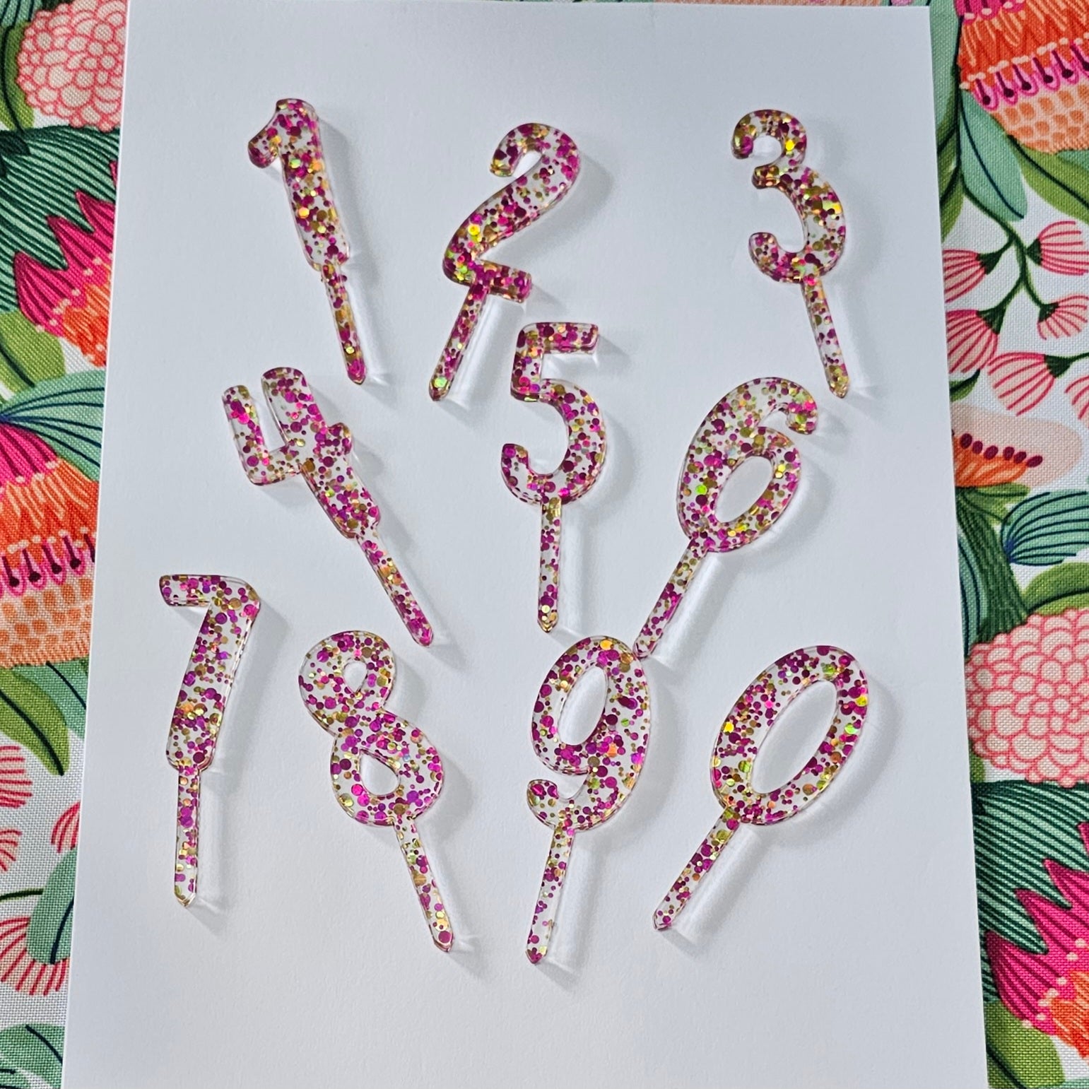 Pink Gold Glitter Number Cupcake Toppers