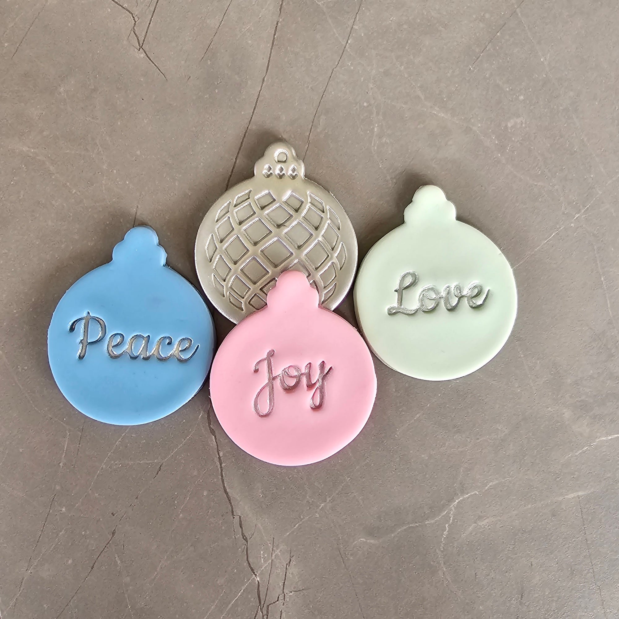 Christmas Fondant Embosser Set 3 Pieces 'Peace, Joy, Love'