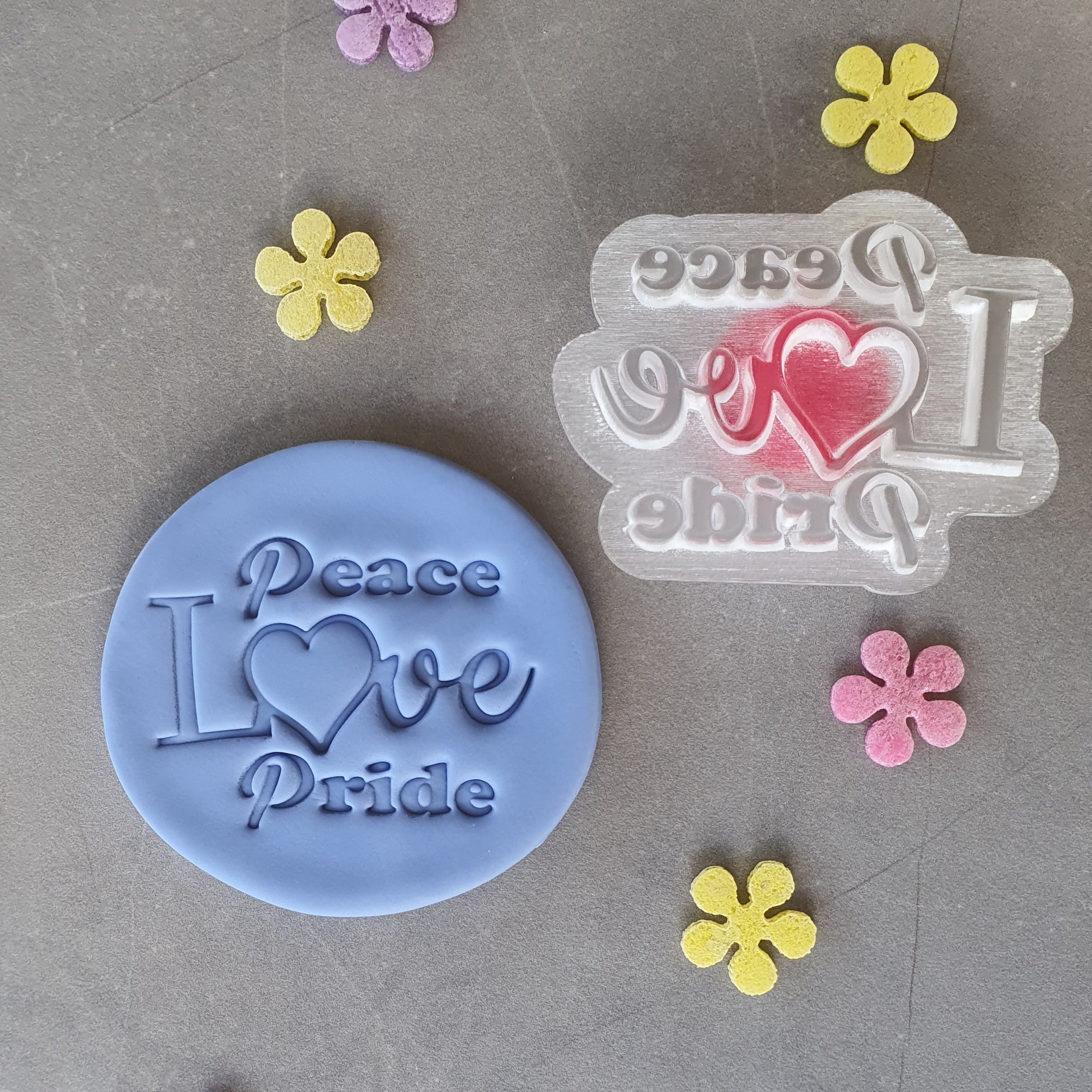 Peace Love Pride Cookie Embosser Stamp | Cookie Cutter Shop Australia