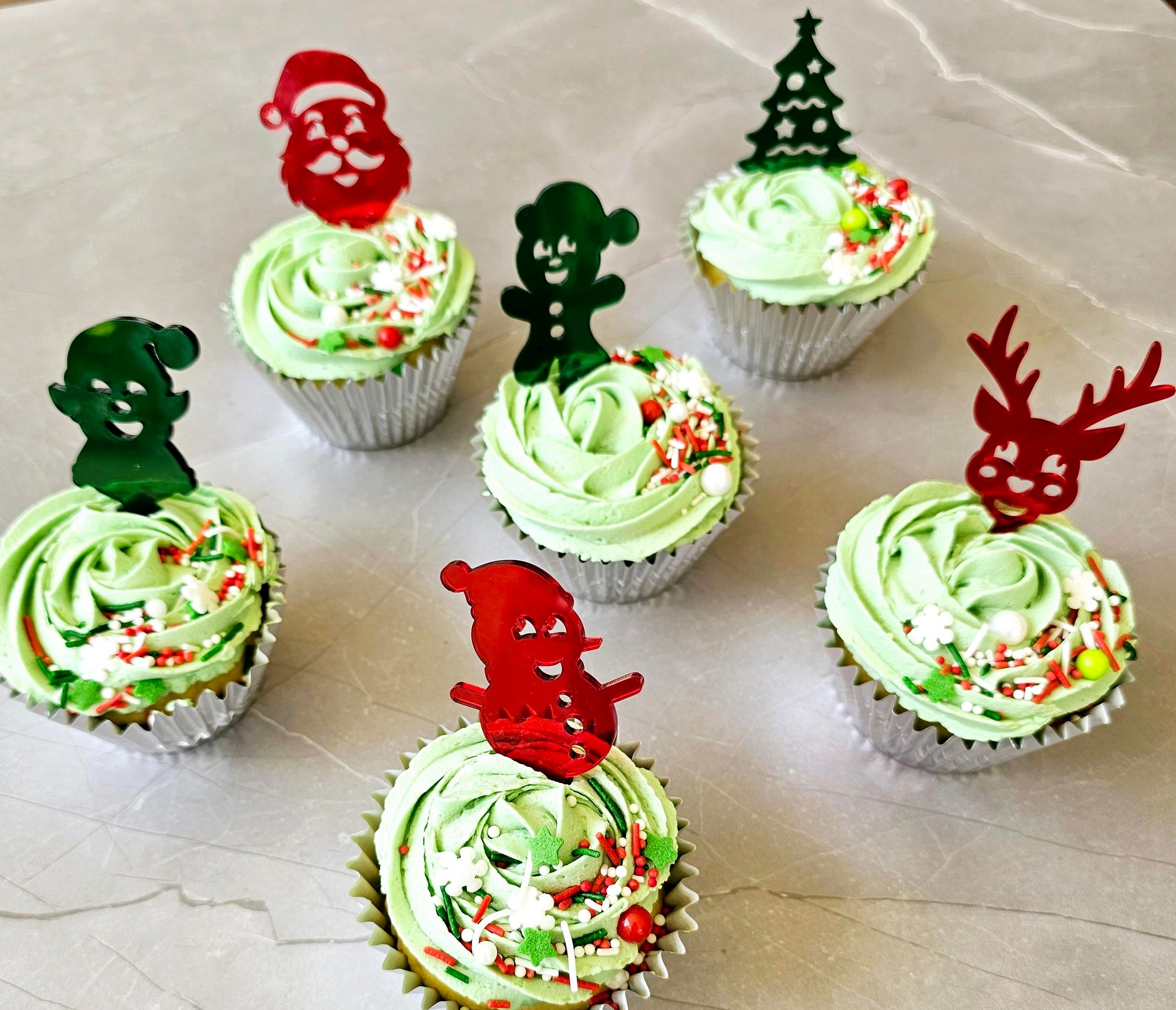 Christmas Acrylic Cupcake Toppers
