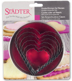 Set of 6 Heart Crinkled and Smooth Cookie Cutters | Cookie Cutter Shop Australia