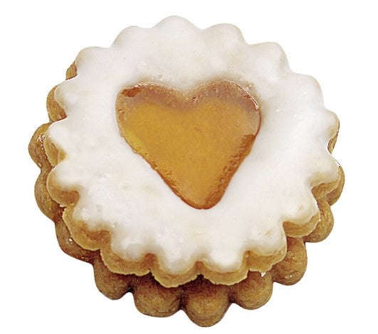 Round Crinkled with Heart in Middle Linzer Cookie Cutter with Ejector 5cm