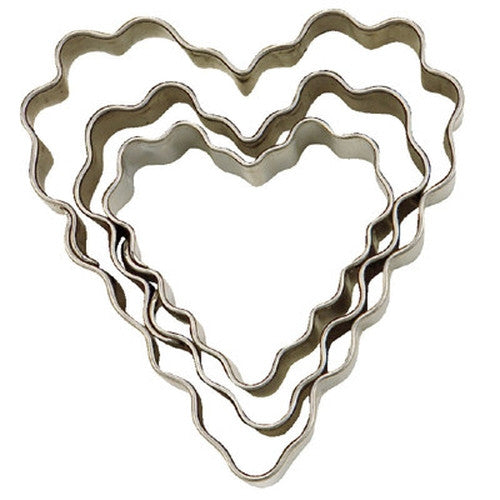Hearts Crinkled Set of 3 Cookie Cutters 3.5, 4.5 & 6cm-Cookie Cutter Shop Australia