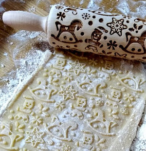 Small Christmas Embossed Rolling Pin | Cookie Cutter Shop Australia