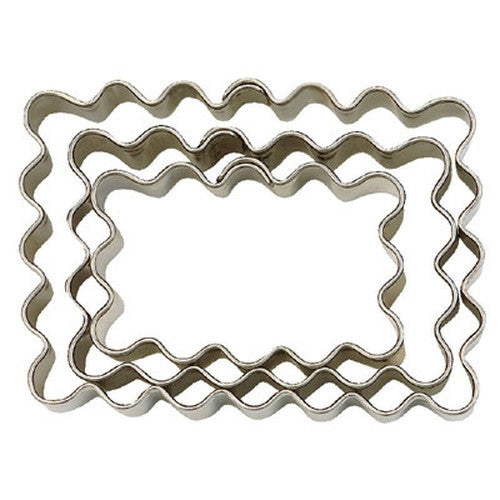 Small Rectangle Crinkled Set of 3 Cookie Cutters 4.3, 5.4 & 6.2cm | Cookie Cutter Shop Australia