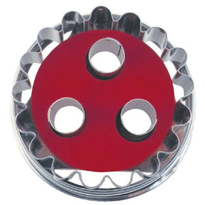 Round Crinkled with 3 Circles in Middle Linzer Cookie Cutter with Ejector 5cm-Cookie Cutter Shop Australia