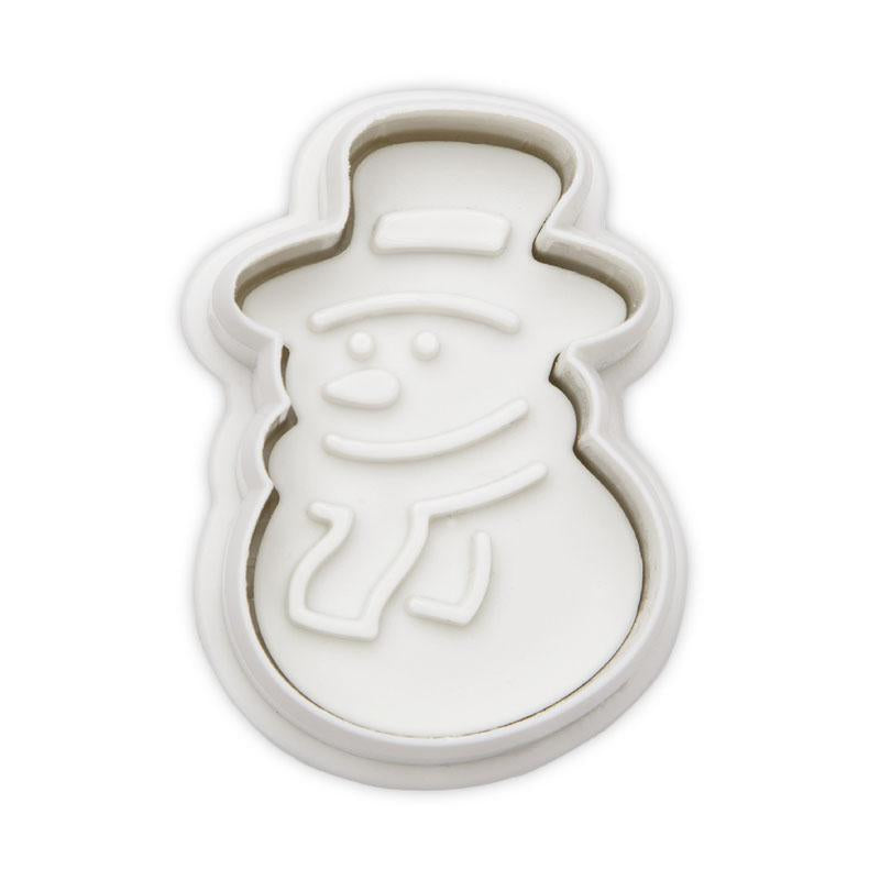 Snowman White 4.7cm Plastic Embossed Cookie Cutter | Cookie Cutter Shop Australia