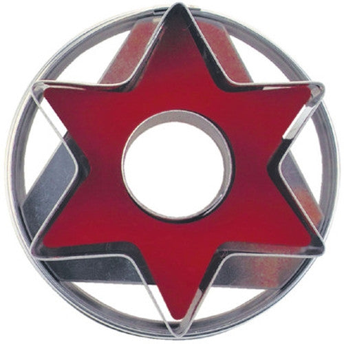 Star with Circle in Middle Linzer Cookie Cutter with Ejector 5cm | Cookie Cutter Shop Australia