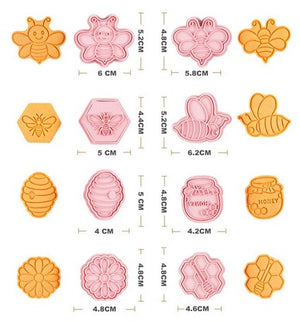 Bee & Honeycomb Cookie Cutter & Stamp Set 8 pc