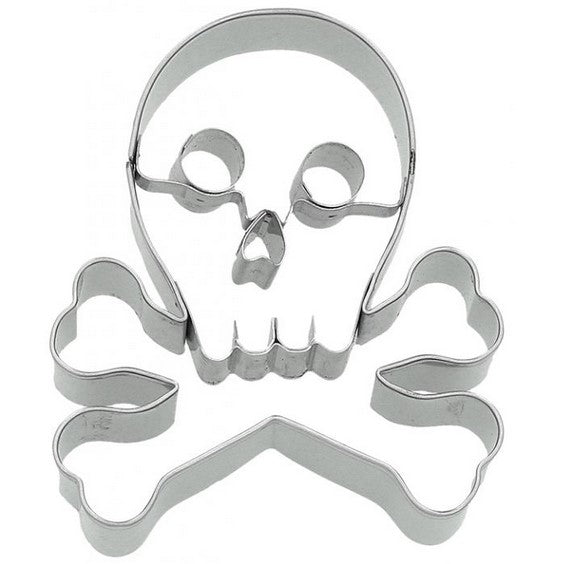 Skull and Crossbones Cookie Cutter with embossed Detail 8cm | Cookie Cutter Shop Australia