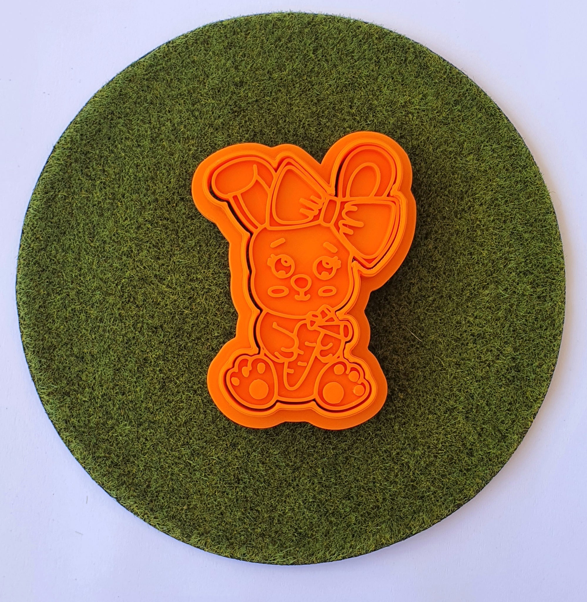 Baby Bunny Holding Carrot Cookie Cutter & Embosser | Cookie Cutter Shop Australia