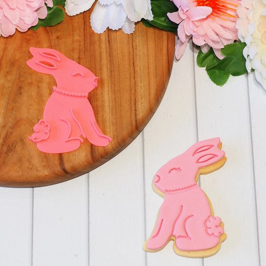 Bunny Sitting Cookie Cutter and Embosser | Cookie Cutter Shop Australia